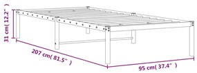 Μεταλλικό πλαίσιο κρεβατιού Μαύρο 90x200 cm - Μαύρο