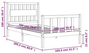 ΠΛΑΙΣΙΟ ΚΡΕΒΑΤΙΟΥ ΜΕ ΚΕΦΑΛΑΡΙ ΛΕΥΚΟ 100X200 ΕΚ. ΜΑΣΙΦ ΞΥΛΟ 3192417