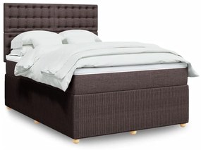 vidaXL Κρεβάτι Boxspring με Στρώμα Σκούρο Καφέ 140x190 εκ. Υφασμάτινο