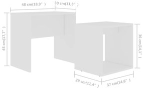 vidaXL Σετ Τραπεζάκια Σαλονιού Λευκά 48 x 30 x 45 εκ. από Επεξ. Ξύλο