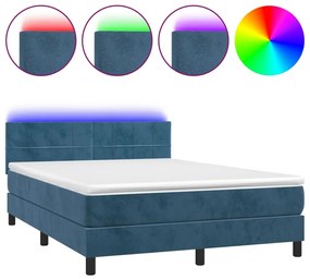 ΚΡΕΒΑΤΙ BOXSPRING ΜΕ ΣΤΡΩΜΑ &amp; LED ΣΚ. ΜΠΛΕ 140X200ΕΚ. ΒΕΛΟΥΔΙΝΟ 3134409