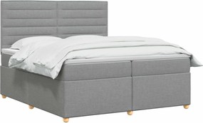 vidaXL Κρεβάτι box spring με στρώμα Ανοιχτό γκρι 200 x 200 cm Ύφασμα