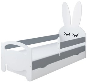 Κρεβάτι  Bunnie με Συρτάρι + Προστατευτικό White + Grey  80x180cm  BC60024 BabyCute (Δώρο το Στρώμα)