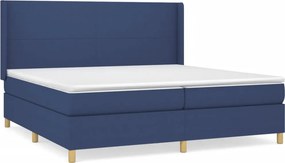 vidaXL Κρεβάτι Boxspring με Στρώμα Μπλε 200x200 εκ. Υφασμάτινο