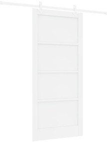 vidaXL Συρόμενη Πόρτα  με Σετ Χάλυβα Λευκή 93x202 εκ Συμπαγές Ξύλο Πεύκου