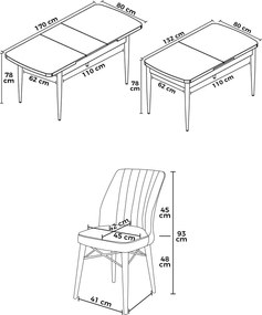 Extendable Dining Table &amp; Chairs Set (7 Pieces) Eva - Baroque, Grey Baroque
Grey