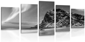 Εικόνα 5 τμημάτων σέλας στη Νορβηγία σε ασπρόμαυρο - 100x50