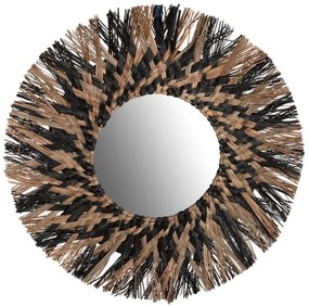 Καθρέπτης Τοίχου HM7833 Φ70cm Με Πλαίσιο Grass Natural-Black Grass