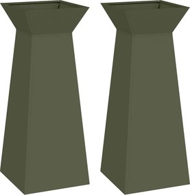 vidaXL Γλάστρα Πυλώνας 2 pcs Ελιά 40 x 40 x 100 cm