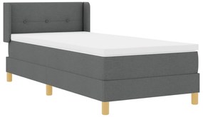 vidaXL Κρεβάτι Box Spring με Ματρες - Σκούρο Γκρι, 100x200 cm, Ύφασμα