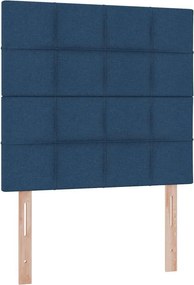vidaXL LED Κρεβάτι αποθήκευσης με στρώμα Μπλε 90 x 200 cm Ύφασμα