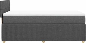 vidaXL Κρεβάτι Boxspring με Στρώμα Σκούρο Γκρι 90x190 εκ. Υφασμάτινο