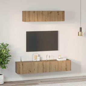 vidaXL Τηλεοπτική Κάβα Τοίχου Επιτοίχιο 4 pcs artisan δρυς