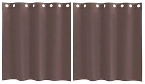 Κουρτίνες Voile με ροδέλες 2 τεμάχια Καφέ 140x140 εκ. - Καφέ