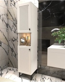 Stewehome Ντουλάπι Μπάνιου Στήλη Ξύλο λευκό MDF με Ράφια 172x33x30 cm