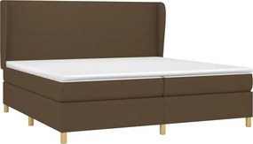 vidaXL Κρεβάτι Boxspring με Στρώμα Σκούρο Καφέ 200x200 εκ. Υφασμάτινο