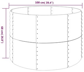 vidaXL Ζαρντινιέρα Γκρι 100x100x68 εκ. Ατσάλι με Ηλεκτρ. Βαφή Πούδρας