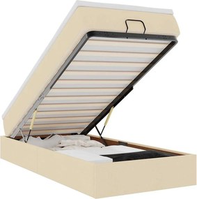 vidaXL Οθωμανικό κρεβάτι με στρώμα Cream 100x200cm ύφασμα