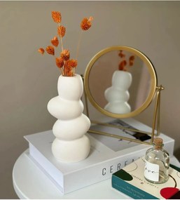 Stewehome βάζο από γύψο μποέμ διακοσμητικό Λευκό 15x17 cm