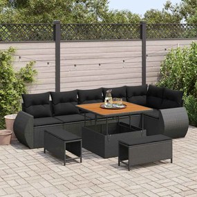vidaXL Σετ Καναπέ Κήπου 9 pcs Μαύρο συνθετικό ρατάν
