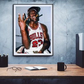 Πόστερ &amp; Κάδρο Michael Jordan KDS011A 40x50cm Μαύρο Ξύλινο Κάδρο (με πόστερ)