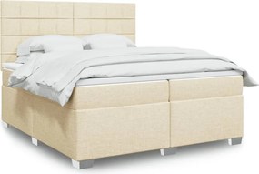 vidaXL Κρεβάτι Boxspring με Στρώμα Κρεμ 200x200 εκ. Υφασμάτινο