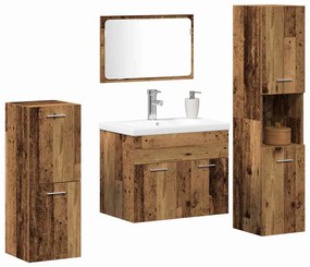 vidaXL Σετ Επίπλων Μπάνιου 4 pcs Παλιό Ξύλο Επεξεργασμένο ξύλο