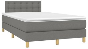 Κρεβάτι Boxspring με Στρώμα &amp; LED Σκ.Γκρι 120x190εκ. Υφασμάτινο - Γκρι