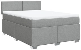 Κρεβάτι Boxspring με Στρώμα Ανοιχτό Γκρι 140x200 εκ. Υφασμάτινο - Γκρι