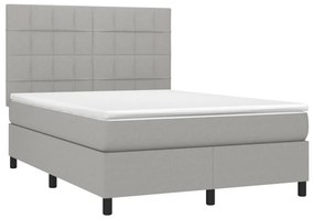 vidaXL Κρεβάτι Boxspring με Στρώμα &amp; LED Αν.Γκρι 140x200εκ. Υφασμάτινο