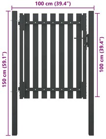 vidaXL Πύλη Κήπου Ανθρακί 100x100 εκ. από Ατσάλι