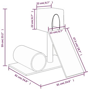 vidaXL Γατόδεντρο Κρεμ 59 εκ. με Στύλους Ξυσίματος από Σιζάλ