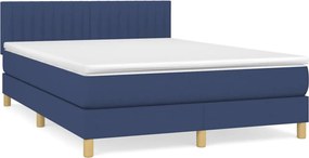 vidaXL Κρεβάτι Boxspring με Στρώμα Μπλε 140x190 εκ. Υφασμάτινο