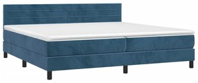 vidaXL Κρεβάτι Boxspring με Στρώμα Σκούρο Μπλε 200x200 εκ. Βελούδινο