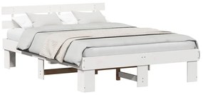 vidaXL Σκελετός Κρεβατιού Λευκό 150 x 200 cm Μασίφ ξύλο πεύκου