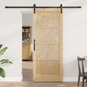 vidaXL Συρόμενη πόρτα  με σετ εξαρτημάτων 83x202 εκ από μασίφ ξύλο πεύκου