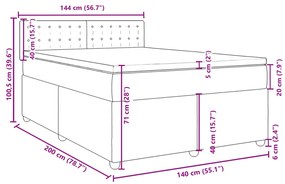 Κρεβάτι Boxspring με Στρώμα Κρεμ 140x200 εκ. Υφασμάτινο - Κρεμ