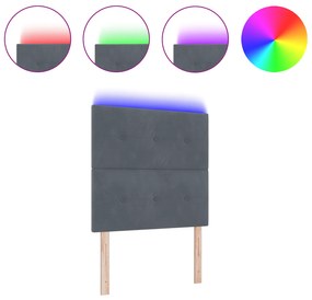 vidaXL LED Κεφαλαριά Σκοτεινό Γκρι 80 εκ Βελούδο