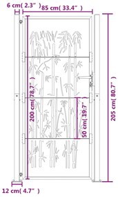 Πύλη Κήπου με Σχέδιο Μπαμπού 105 x 205 εκ. από Ατσάλι Corten - Καφέ