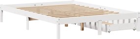 vidaXL Σκελετός Κρεβ. Χωρίς Στρώμα Λευκό 150x200 εκ Μασίφ Πεύκο