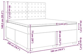 Κρεβάτι Boxspring με Στρώμα Σκούρο Γκρι 180x200 εκ. Βελούδινο - Γκρι