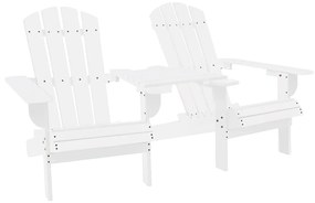 310067 vidaXL Καρέκλες Κήπου Adirondack με Τραπέζι Λευκές Μασίφ Ξύλο Ελάτης Λευκό, 1 Τεμάχιο