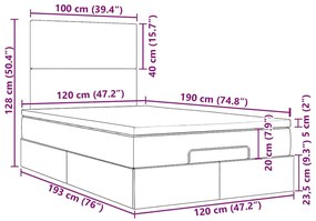 Οθωμανικό κρεβάτι με στρώμα Μαύρο 120x190 cm Ύφασμα - Μαύρο