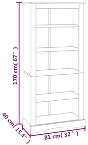 vidaXL Βιβλιοθήκη 5 Επ. Μεξικ. Στιλ Corona Λευκό 81x40x170 εκ.