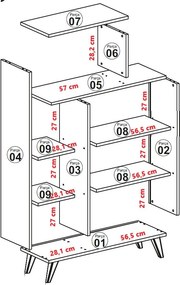 Βιβλιοθήκη Λευκό DRIGRAA 90x32x132