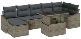vidaXL Σετ Καναπέ Κήπου 8 pcs Γκρι Πολυέστερ και Κατασκευασμένο Ατσάλι