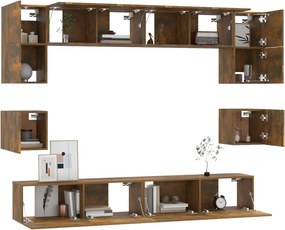 vidaXL Σετ Επίπλων Τηλεόρασης 8 Τεμαχίων Καπνιστή δρυς Επεξ. Ξύλο