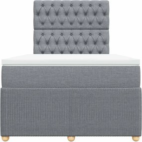 vidaXL Κρεβάτι Boxspring με Στρώμα Ανοιχτό Γκρι 120x200 εκ. Υφασμάτινο