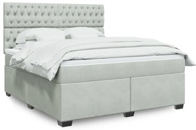 vidaXL Κρεβάτι Boxspring με Στρώμα Ανοιχτό Γκρι 180x200 εκ. Βελούδινο