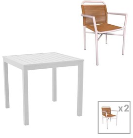 Kliton dining table - Clutch set of 3 aluminum in white shade 80x80x74cm 80x80x74 εκ.